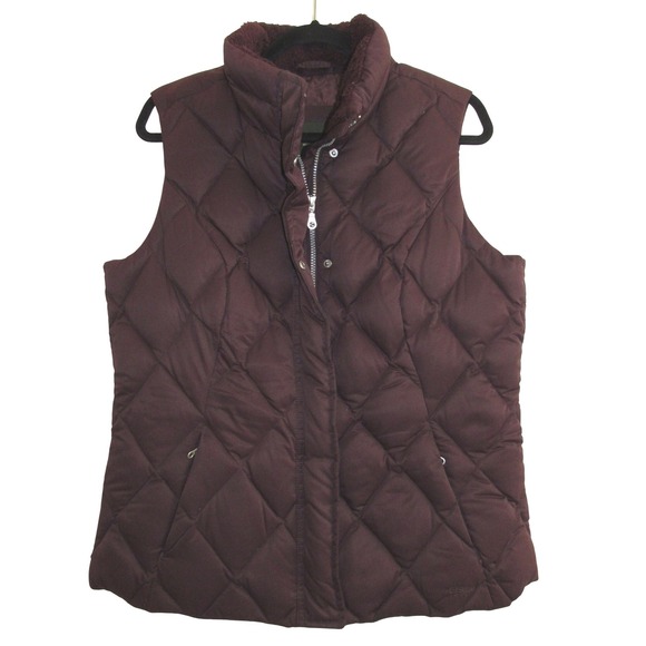 Eddie Bauer Jackets & Blazers - Eddie Bauer EB650 Down Womens vest Tall Large Brown Full Zip Snap Puffer Light